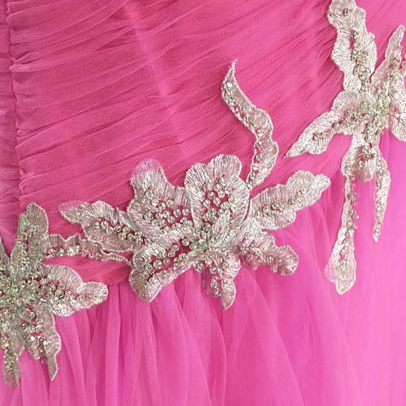 Sherri Hill Rhinestone Applique Slit Front Dress - Picture 6 of 13